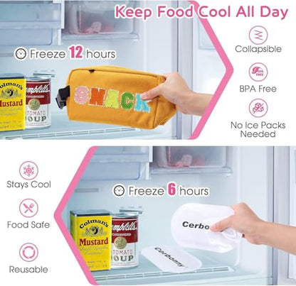 Cerbonny Freezable Snack Bag,Built-In Ice Pack,Mini Cooler Bag - color: Yellow-snack