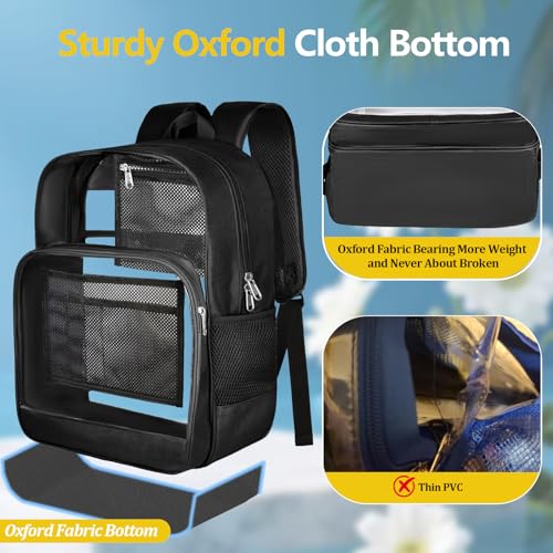 Clear Backpack for School Heavy Duty Clear Bookbag - color: Black, size: Large
