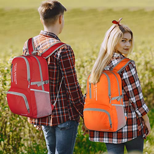 ZOMAKE Lightweight Packable Backpack, 35L Light Foldable Hiking Backpacks Water Resistant Collapsible Daypack for Travel(Red) - color: Red