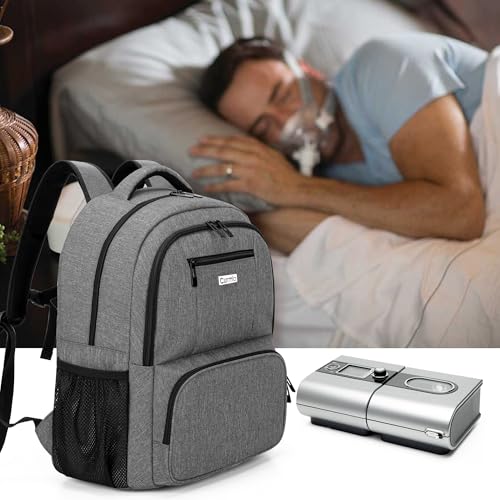 CURMIO CPAP Travel Backpack Compatible with ResMed AirSense 9, AirSense 10, AirSense 11, Philips System One, CPAP Carry On Bag for CPAP Machine & Supplies, Gray, Patent Design - color: Gray