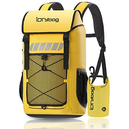 IDRYBAG Waterproof Backpack for Men 25L/45L, Dry Bags Kayak, Dry Backpack Camping Hiking - color: Yellow, size: 25L