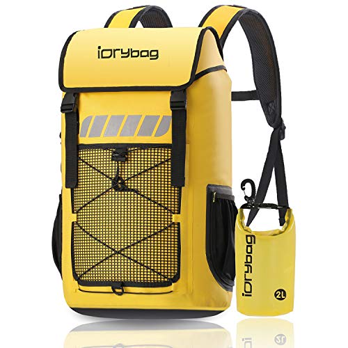 IDRYBAG Waterproof Backpack for Men 25L/45L, Dry Bags Kayak, Dry Backpack Camping Hiking - color: Yellow, size: 45L