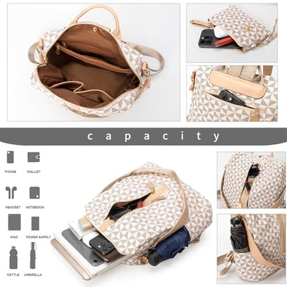 Womens Backpack Purse Leather Anti-theft Large Fashion Designer Travel Backpack Bag Men's Backpack Shoulder Bags - color: C-white
