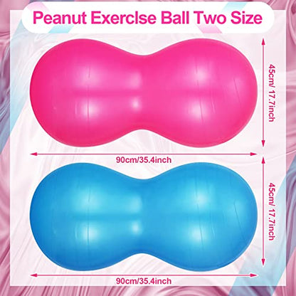 Wettarn 2 Pcs Peanut Ball Peanut Exercise Ball Pregnancy Yoga Stability Fitness Earthnut with Pump for Labor Birthing, Core Strength Training