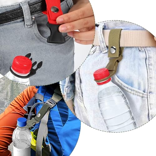 Bottle Clip 4Pcs Water Bottle Hanging Clips Buckle Portable Mineral Water Bottles Ring Holder Keychain Carrier for Backpack Belt Webbing Strap for Outdoor Camping Hiking 1.4 Inch