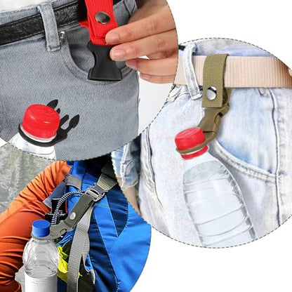 Bottle Clip 4Pcs Water Bottle Hanging Clips Buckle Portable Mineral Water Bottles Ring Holder Keychain Carrier for Backpack Belt Webbing Strap for Outdoor Camping Hiking 1.4 Inch