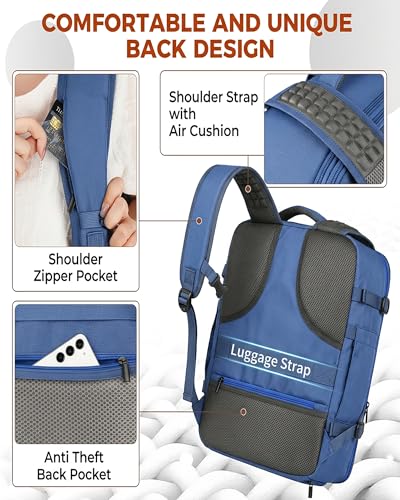 Vancropak 40L Carry On Travel Backpack, Flight Approved Expandable Weekender Bag with 3 Packing Cubes, Suitcase Backpack Fits 17" Laptop, Water Resistant Anti Theft Daypack Bag for Men Women, Blue - color: Blue