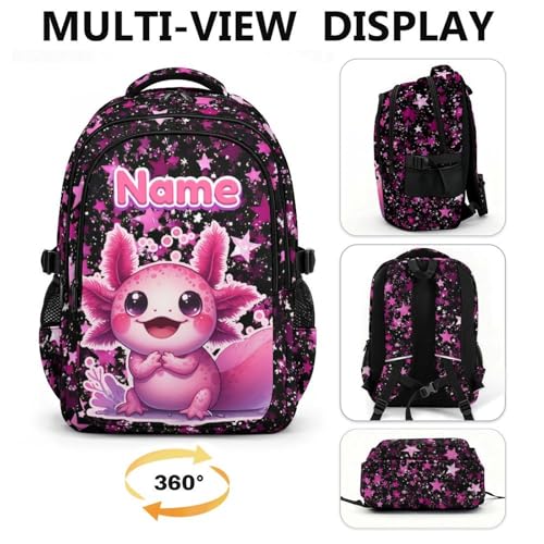 Girls Backpack Custom Backpacks with Name for Kids Back to School, Durable 17 Inch Schoolbags for School Travel Picnic - color: Pink2