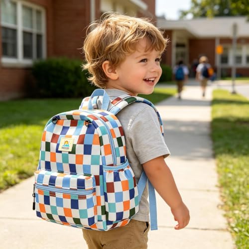 STEAMEDBUN Toddler Backpack Boys Girls 2-4, Preschool Daycare Backpack -12inch - color: Blue Checkerboard, size: Mini-12"H(not fit folder)