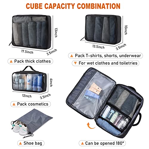 LOVEVOOK Carry on Backpack, 45L Travel Backpack for Women Men Airline Approved, Expandable Large Suitcase Backpacks With 4 Packing Cubes, Aer Travel Pack 3, Water Resistant Weekender Bag - color: Black, size: X-Large