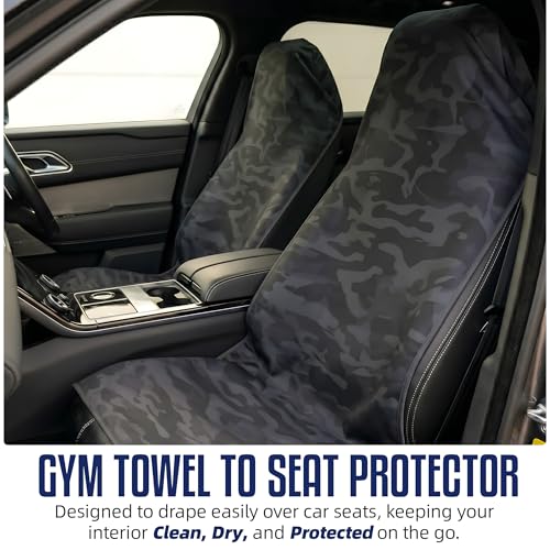 CHEEKY WINX Hooded Microfiber Gym Towel – Highly Absorbent Car Seat Towel with Carry Bag – Double-Sided Sweat Towel, Reversible, Quick Dry & Sand-Resistant Fabric, Camouflage, 130 x 60cm - color: Camouflage