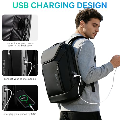 FUTURE AESTHETIC Business Smart Backpack Waterproof fit 15.6 Inch Laptop Backpack with USB Charging Port,Travel Durable Backpack - color: Black