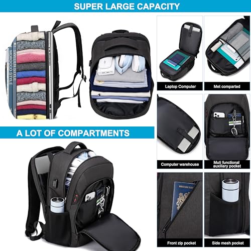 CAFELE Laptop Backpack 17.3 Inch Computer Backpack Daypack Water-Repellent Laptop Bag with USB Charging Port for Business/School/Travel/Women/Men (Grey, 17.3 Inches) - color: Grey