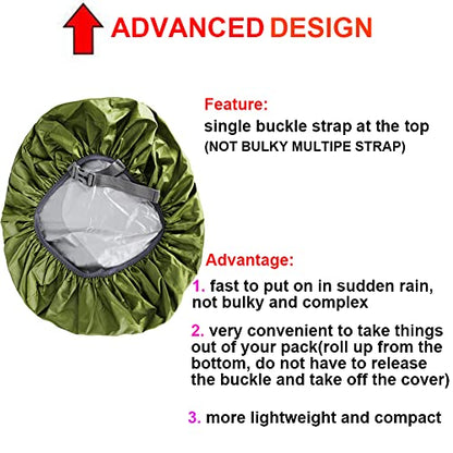 Waterproof Backpack Rain Cover with Anti Slip Buckle Strap for Camping, Hiking, Traveling, Hunting, Biking, 15-80L - color: Azure, size: 70L - 80L