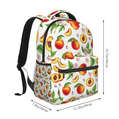 Lightweight Laptop Backpack Watercolor Tropical Peach Leaves Flowers, Water Resistant Work Daypack with Inner Pocket for Office Commute and Travel - color: Pattern (2)