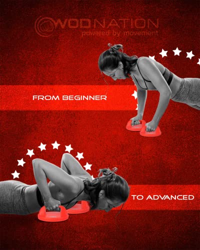 WOD Nation Rotating Push Up Bars – Wide Grip Pushup Handles with Non-Slip Pads for Floor, Reduce Wrist & Elbow Strain – Strength Training Equipment for Men & Women