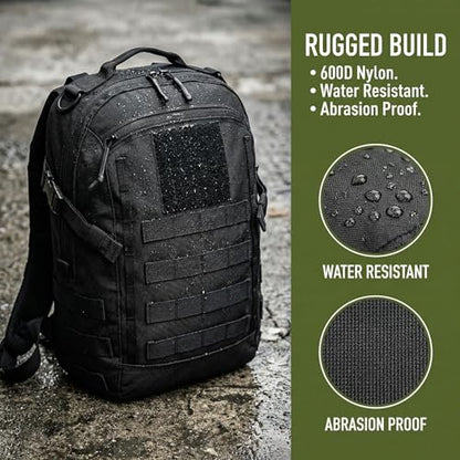 Small Tactical Backpack Military Daypack 12L Molle Bag Rucksack Army Daypack for Outdoor,Hiking,Camping,Travel (Black) - color: Black