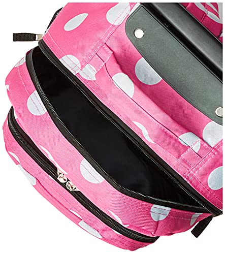 Rockland Double Handle 17" Rolling Backpack, Pink Dot - color: Pink Dot, size: One Size