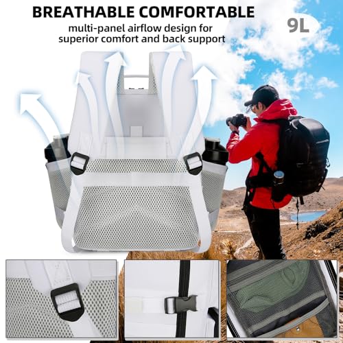 9L Mini Tactical Backpack for Men and Women, Tactical Backpack Small for Hiking, Small Tactical Bag（White） - color: White