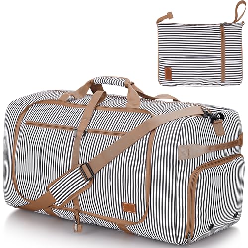 120L Travel Duffle Bag for Men and Women, Large Foldable Duffel Bag for Travel with Shoe Compartment Overnight Weekender Bag Gym Bag Water & Tear Resistant (Stripe, 120L) - color: Stripe, size: 120L