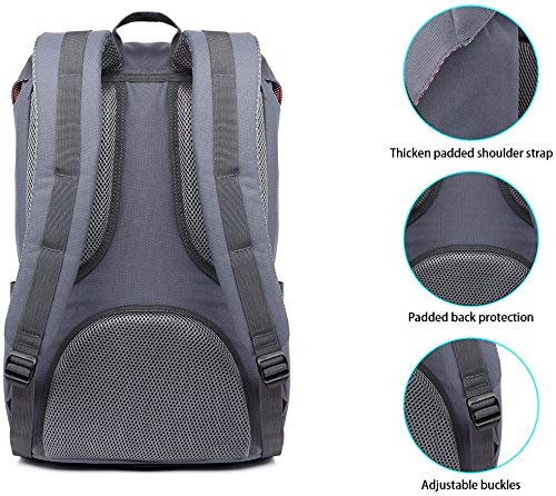 KAUKKO Laptop Outdoor Backpack Traveling Daypack Hiking Rucksack Large Capacity Bag Fits 15.6"(0-Grey(2PC)) - color: 0-grey(2pc)