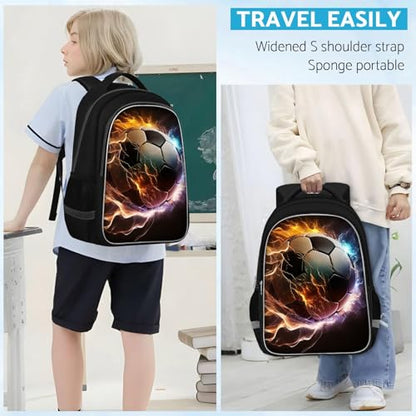 TILYTADLY School Backpack for Boys - Soccer Boys Backpack for Kids Children Teens Elementary Middle School - Students Bag for Ages 6-18,17″Bookbag Multifunctional Large Capacity - color: Soccer-09-backpack Only