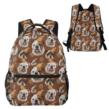Laptop Backpack Funny English Bulldog Art, Water Resistant Office Commuter Daypack with Inner Pocket for Business and Travel - color: Pattern (742)