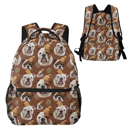 Laptop Backpack Funny English Bulldog Art, Water Resistant Office Commuter Daypack with Inner Pocket for Business and Travel - color: Pattern (742)