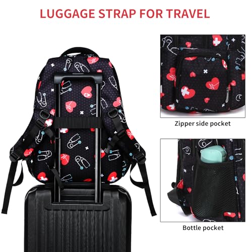 Gatycallaty Nurse Backpack for Women Girls Laptop Work Bag College Nursing Assitant Cna Cma Home Health Hospital Commuter Essentials Gift (heart) - color: Heart