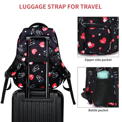 Gatycallaty Nurse Backpack for Women Girls Laptop Work Bag College Nursing Assitant Cna Cma Home Health Hospital Commuter Essentials Gift (heart) - color: Heart