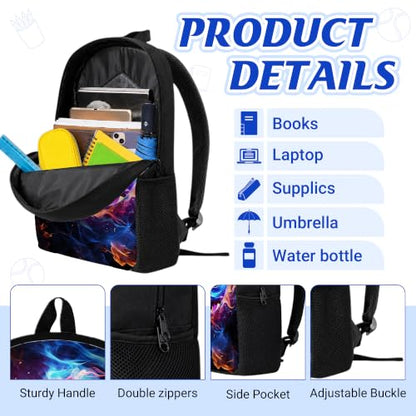 Basketball Backpack Set for School,17 Inch Casual School Bags with Lunch Box, Kids Daypack Bags and Pencil Case Set for Teens Boys Men Students - color: Basketball