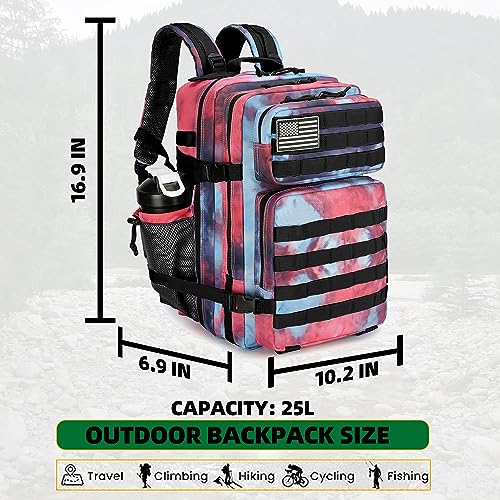 Lovelinks21 25L Tactical Backpack Military Tactical Backpack for Men and Women Small Assault Pack Outdoor Travel Hiking Camping Rucksack with Molle Webbing (Nebula Camo) - color: Nebula Camo