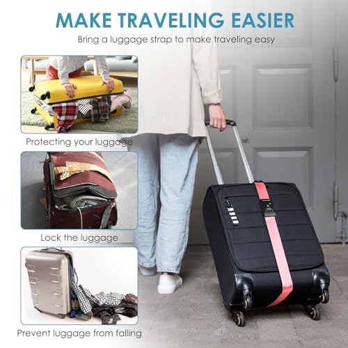 Travel Inspira Luggage Straps for Suitcases with TSA Lock, Protect Your Luggage Anti-Burst, High Visibility Color, Easy to Identify Luggage Adjustable Heavy Duty Belt for 20-28 Inch Suitcases - color: Pink