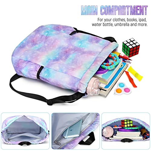 Kids drawstring bag swim Cloth storage bag for boys and girls sports beach camp backpack Galaxy Pink - color: Galaxy Pink