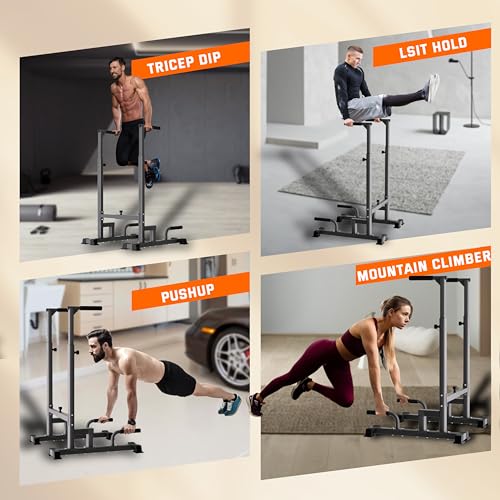 Dip Bar Attachment for 2"x2" Squat Rack, Heavy Duty Power Rack Attachment with 5/8" or 1" Hole - color: Black