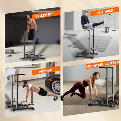 Dip Bar Attachment for 2"x2" Squat Rack, Heavy Duty Power Rack Attachment with 5/8" or 1" Hole - color: Black