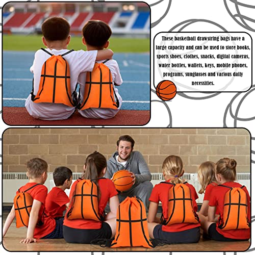 Tanlade 24 Pcs Drawstring Bags Cinch Sack Candy Drawstring Bag Goodie Favor Bags Supplies Gifts for Sports Party Men Women(Basketball,7 x 10 Inch) - size: 7 x 10 Inch, style: Basketball