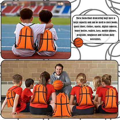 Tanlade 24 Pcs Drawstring Bags Cinch Sack Candy Drawstring Bag Goodie Favor Bags Supplies Gifts for Sports Party Men Women(Basketball,7 x 10 Inch) - size: 7 x 10 Inch, style: Basketball