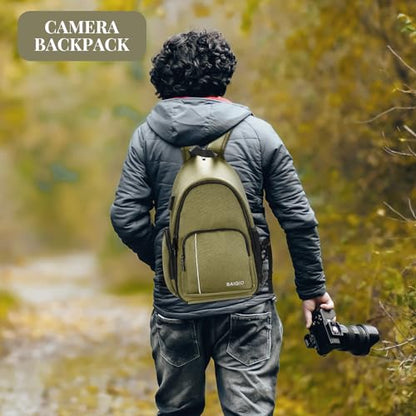BAIGIO Camera Sling Bag Small Camera Backpack for Photographers,Water-resistant Camera Crossbody Bag Travel Caemra Backpack for DSLR SLR Mirrorless Camera - color: Green