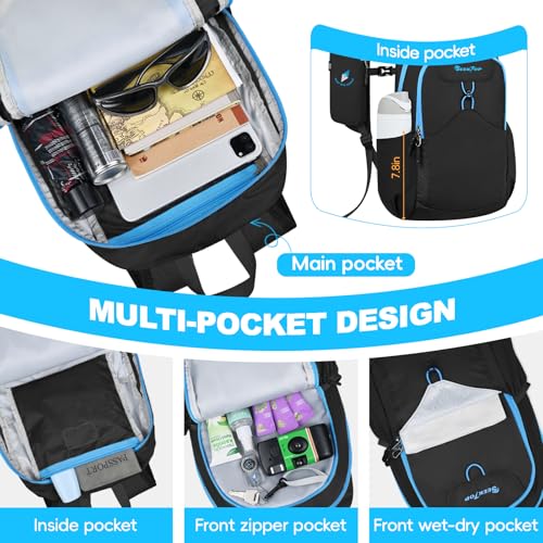Seektop 15L Small Lightweight Hiking Backpack for Men Women Foldable Packable UltraLight Daypack for Travel Daily Outdoor - color: Black