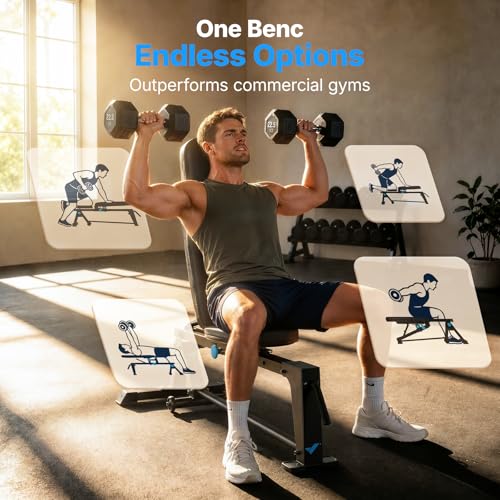 MERACH 1100LBS Adjustable Weight Benches for Home Gym Pro, Ultra-stable Design for Bench Press, Extendable Backrest and Rear Chassis Ensure No Wobble, Innovative Design for Full-Body Home Workouts