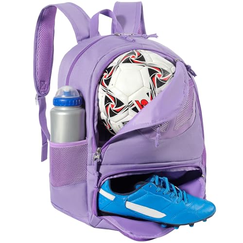 Basketball Bag Backpack for Men Women with Ball & Shoes Compartment 30L Capacity Lightweight Breathable Boys Girls Soccer Ball Bag Backpack Fit Volleyball Football Sports Travel School Gym - color: TK8Purple
