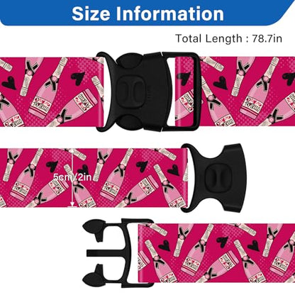 2 Pack Luggage Straps for Suitcases, Adjustable Travel Belt with Double Lock and Quick Release Buckle, Heavy Duty Nylon Bag Packing Strap, Bright Identifiers Business Travel Accessories-Pink Bottles - color: 24020 Pink Bottles