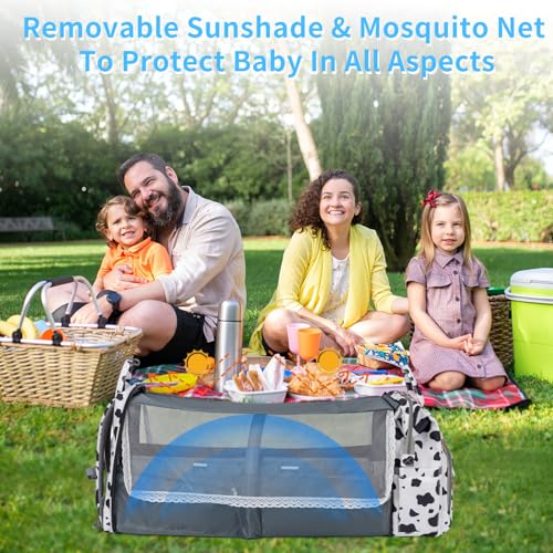 KABAQOO Diaper Bag Backpack with Detachable Changing Station, Large Capacity Baby Diaper Bags for Boys & Girls, Baby Registry Search Stuff & Shower Gifts, Newborn Essentials Must Haves, Cow - color: Cow