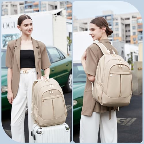 Hidds Travel Laptop Backpack for Women 15.6 Inch Computer Backpacks with USB Charging Hole Anti Theft Carry on Bag College Bookbag Large Back Pack for Work Business Travel Commuter Daypack-Champagne - color: 02-light Champagne