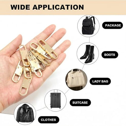 MILAKE 10 Pcs Premium Anti-Theft Zipper Lock, Small Clips for Bags, Backpacks, Purses, Luggage, Zipper Pull Replacement, Durable Multi-Color Set for Travelers, Hikers, and Daily Commuters (Gold) - color: gold