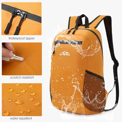 15L Lightweight Hiking Backpack Small,Waterproof Hiking Daypack,Foldable Backpack for Travel,Ultralight Daypack - color: Nylon Yellow