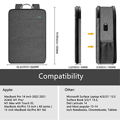 ZINZ Slim & Expandable Laptop Backpack Water Resistant Backpack Travel Backpack Compatible with MacBook Air/Pro/Neo 13-14 inch, XPS 13/14, Surface 13.5" and Most 13-14 Notebooks，G01BK01 - color: G01bk01, size: 13"-14"