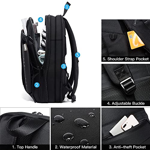 BANGE Slim Laptop Backpacks 17.3inch,Expandable Business Work Backpack for Men and Women (Large