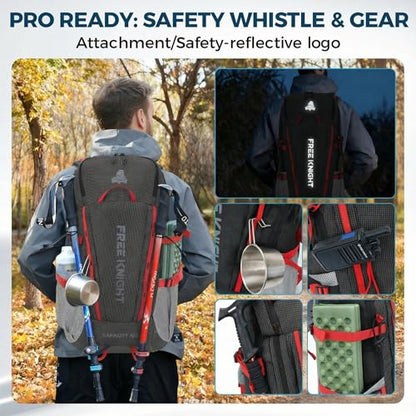 Bseash 45L Waterproof Hiking Camping Backpack with Rain Cover, Outdoor Sport Travel Bag Daypack for Climbing Skiing Cycling (Black) - color: Black